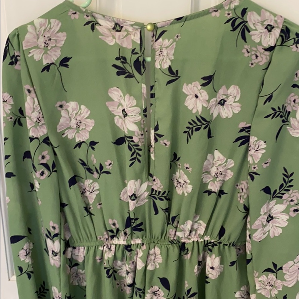Green floral long sleeve romper - Picture 6 of 6